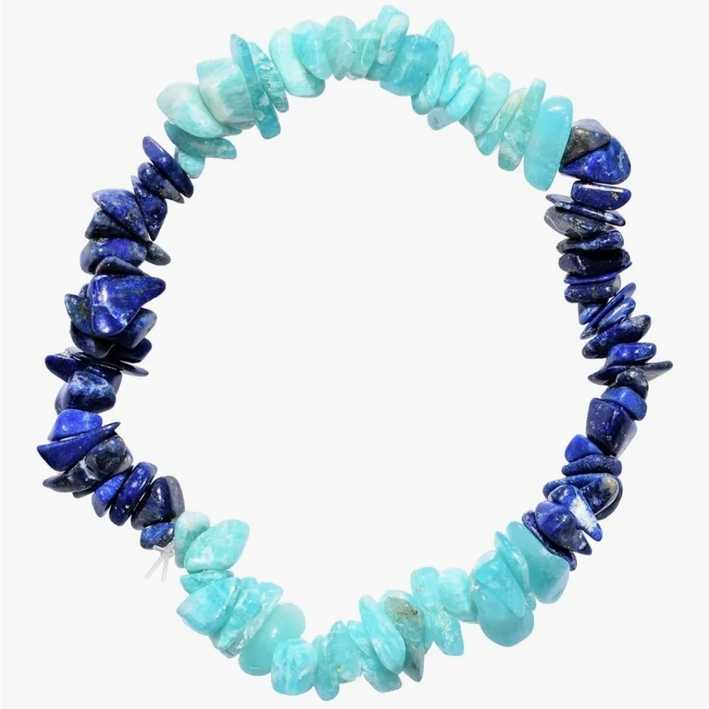 Genuine Lapis Lazuli & Amazonite Beaded Stretch Bracelet!